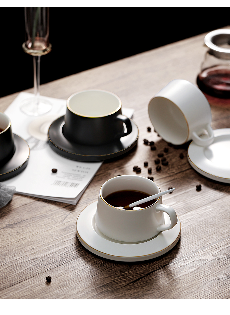 欧式小奢华咖啡杯陶瓷杯子单个带勺带碟简约家用优雅复古下午红茶